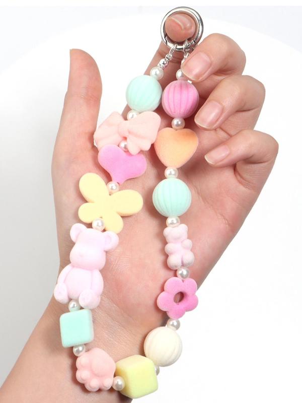 Random Color Cute Plush Beads, Colorful Bow & Flower & Butterfly & Bear & Heart & Cat Paw Design Beads, DIY Jewelry Making Supplies for Bracelet & Necklace