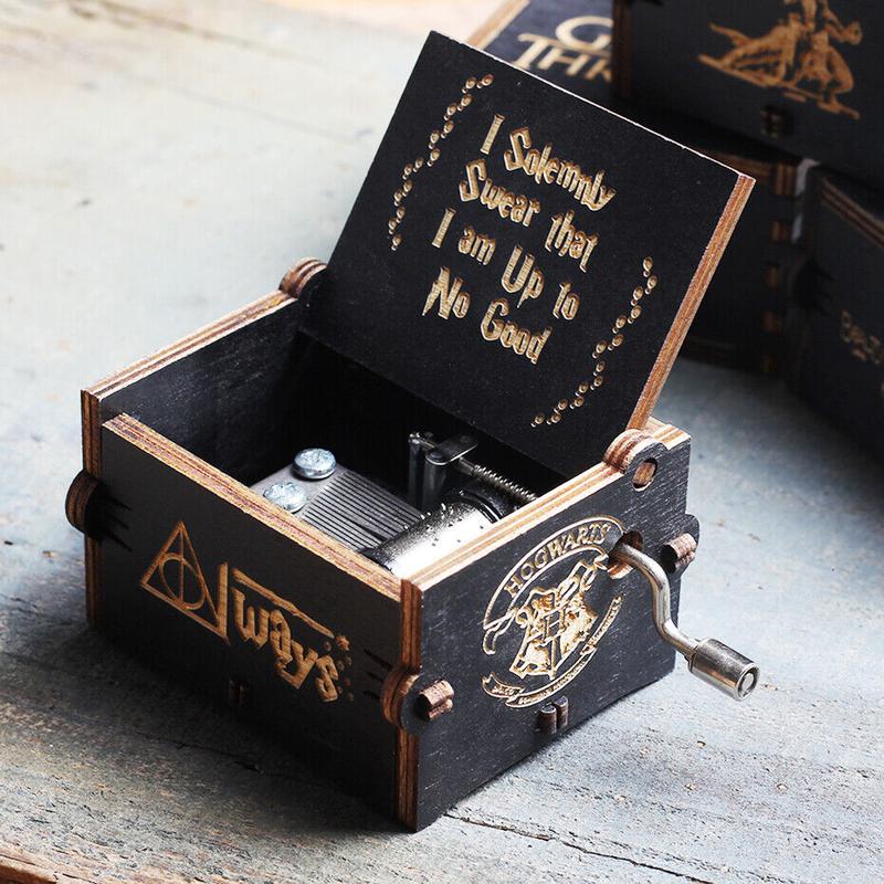 Harry Potter Music Box Engraved Hand Cranked Wooden Music Box