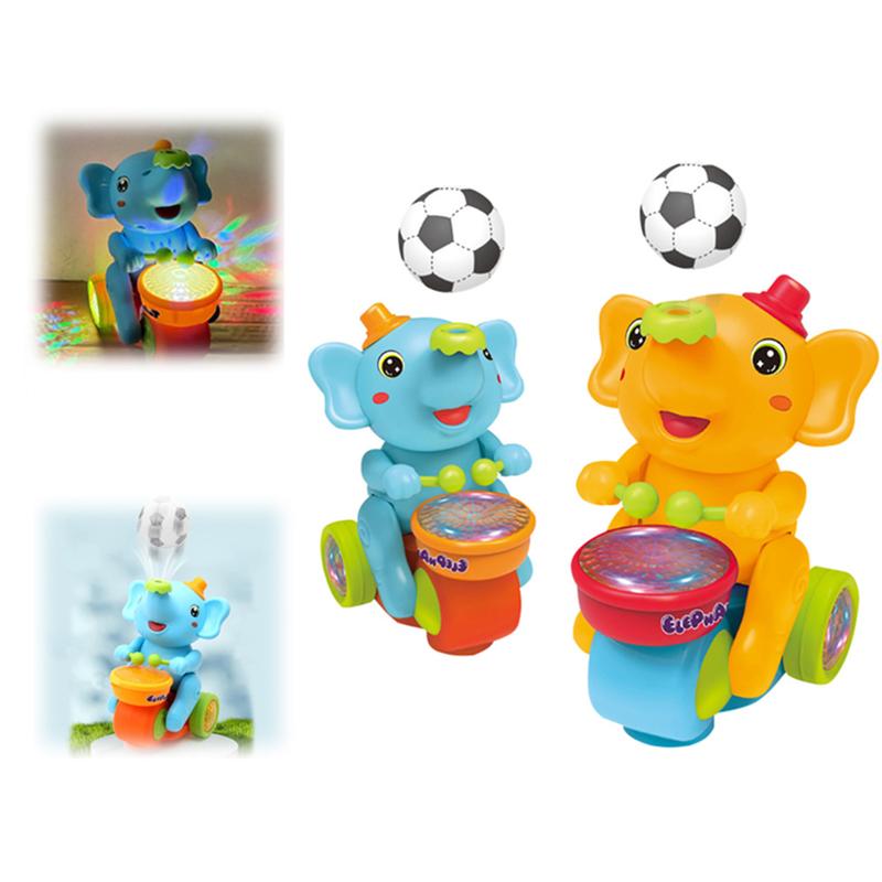 Elephant Toy Walking Elephant Baby Musical Toys with Drum & Floating Ball, Electric Car with LED Lights & Sounds, Learning Educational Moving Toys