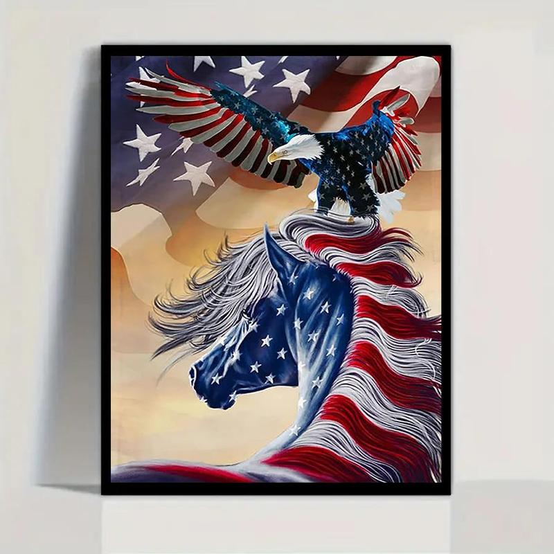 5D Diamond Arts Colorful Painting Kit, Horse & Eagle Pattern DIY Diamond Arts Colorful Painting without Frame, Handmade Art Crafts for Home Decor