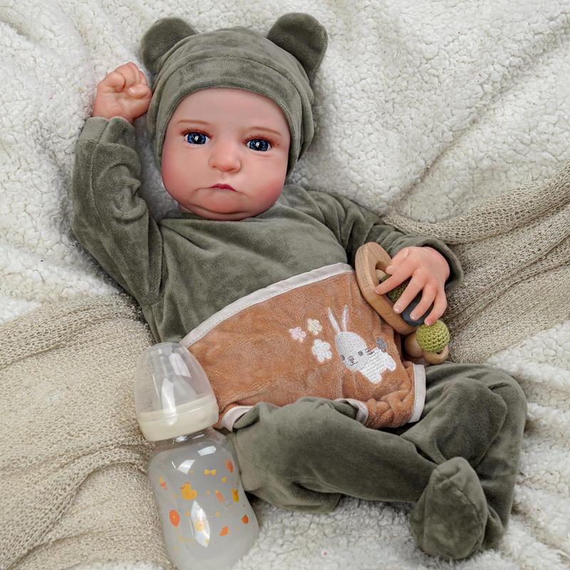 BABESIDE Lifelike Reborn Baby Doll Aiden - 20 Inch Handmade Real Life Realistic Newborn Soft Cloth Body Anatomically Correct Baby Boy with Toy Accessories Gift Set for Ages 3+