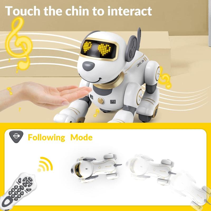 Programmable Remote Control Robot Cat Robot Dog for Kids, Interactive Robotic Dog Robotic Cat, Robo Dog Robo Cat, RC Robot with Touch Sensing, LED Eyes, Dance & Music