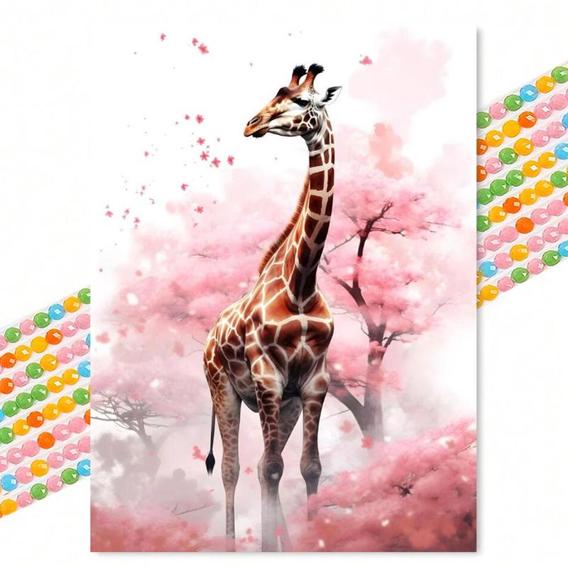 Giraffe Pattern DIY Diamond Arts Colorful Painting Kit without Frame, 5D Diamond Arts Colorful Painting Kit for Home Bedroom Living Room Decoration