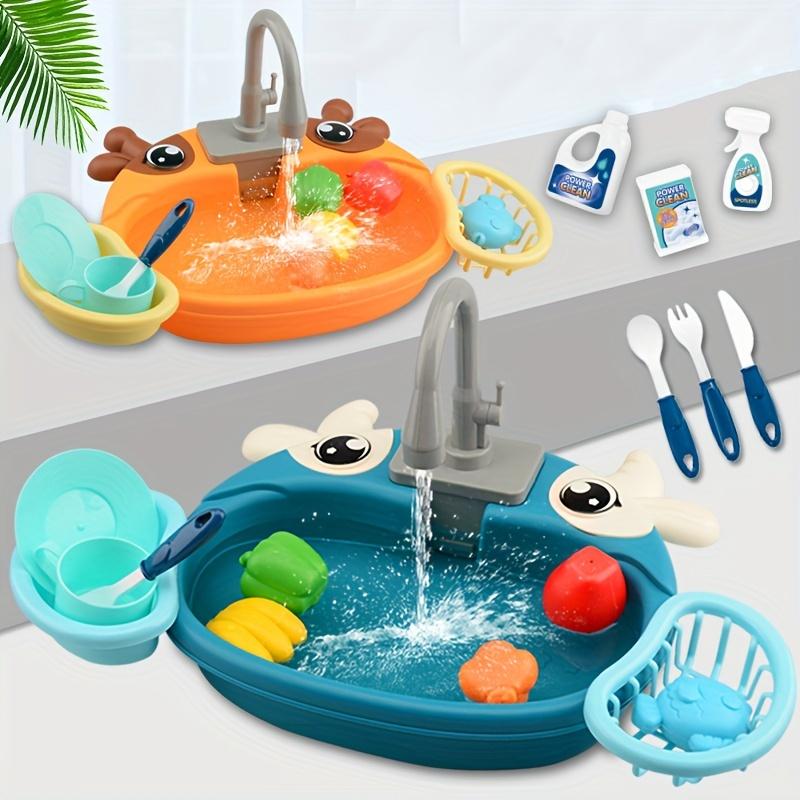 Play House Cartoon Simulation Kitchen Dishwashing Table Electric Faucet Cycle Out Water Parent-child Interaction Children's Educational Toys, Pet Owners