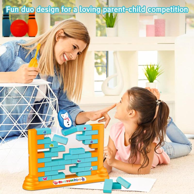 Penguin Board Games Toys, Push Brick Game, Puzzle Table Games, Fun Family Party Game, Two-Player Building Pushing Walls for Parent-Child Interaction Montessori Toy - Enhance Agility and Coordination, Flight Balance Board Games for Kids Ages 4-12