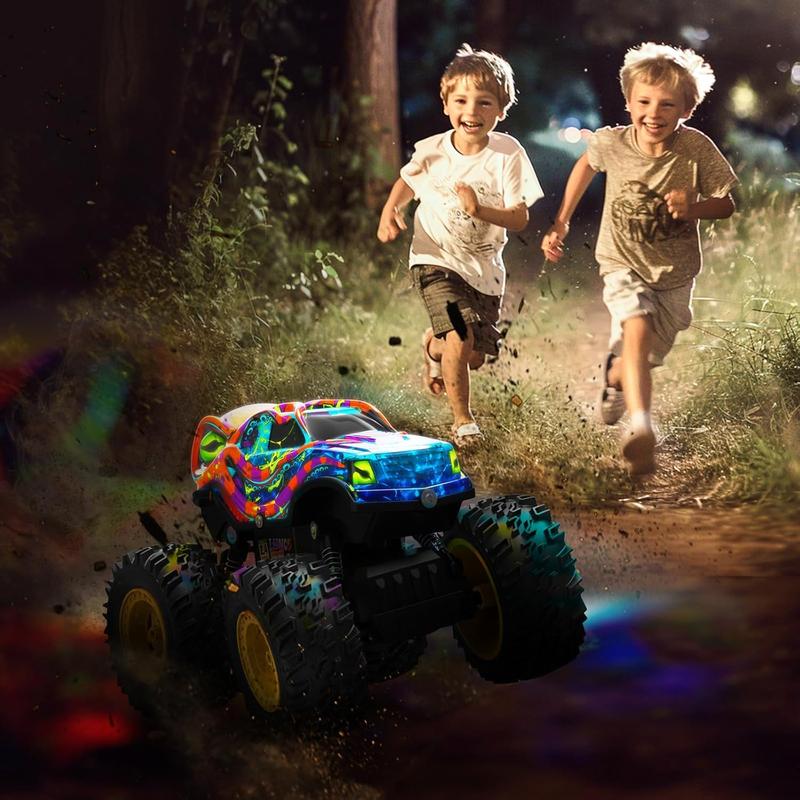 Octopus Monster Truck RC Car for Boys Age 4-8, 1:16 Scale Rechargeable Remote Control Car with LED Lights, Off-Road Vehicle Toy Birthday for 5 6 7 Year Old boy