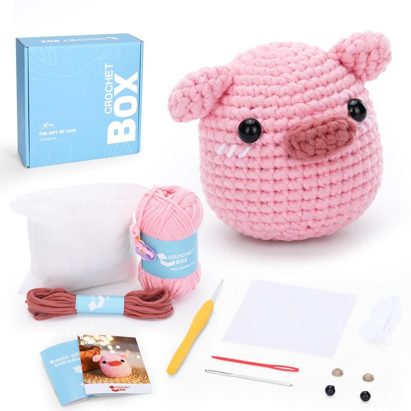 Pig Design Crochet Box, 1 Set Crochet Kit for Beginners, Crochet Supplies, Holiday Birthday Gift for Adults