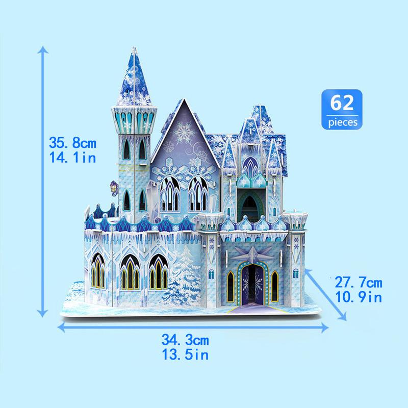 Princess Ice Elas Castle 3D Jigsaw Puzzle Building Girls Toys (62 Pieces),Frozen Small Doll House,Birthday Gift Idea with Girls,is A Great Gift for Girls 4-11 Years Old or for Kids