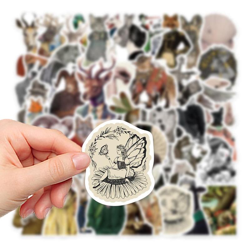 50pcs Animal Series Stickers, Creative Waterproof Cartoon Graffiti Stickers For DIY Notebook Guitar Suitcase Laptop Decoration