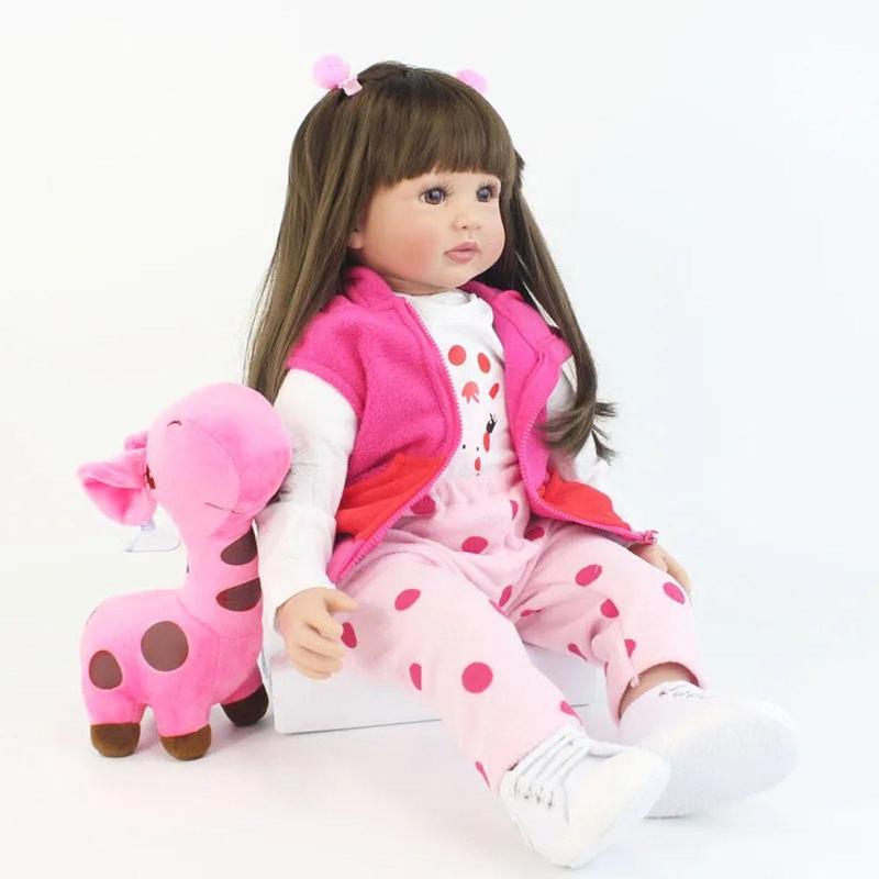 Life-like Soft Silicone Reborn Doll with Long Hair, Realistic Newborn Princess Doll & Random Accessories, Lovely Dress Up Toy, Birthday Gift for Girl