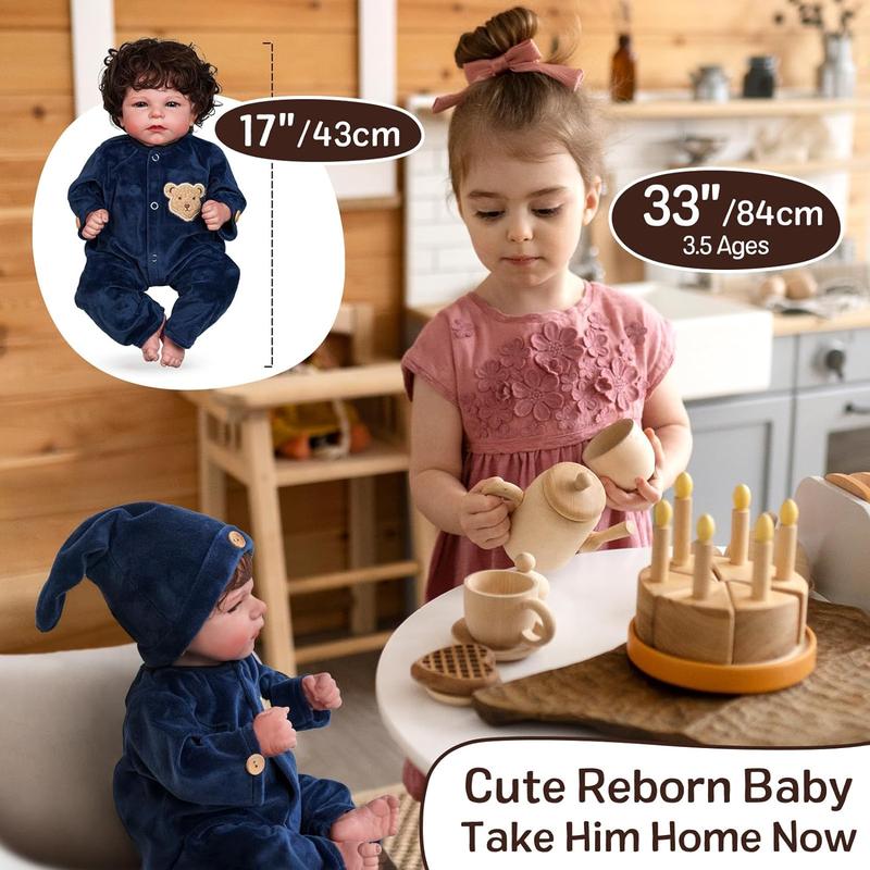 BABESIDE Lifelike Reborn Baby Dolls, 17 Inch Realistic-Newborn Baby Dolls Boy, Real Life Soft Body Reborn Baby with Toy Accessories Gift Set for Kids Age 3+