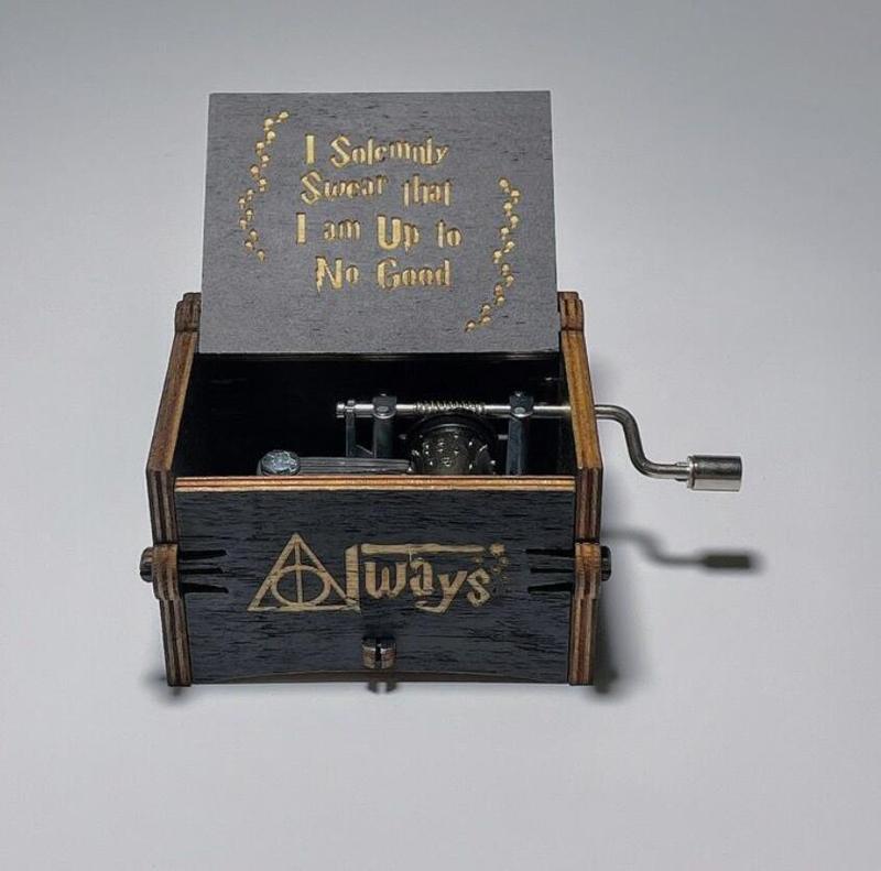 Harry Potter Music Box Engraved Hand Cranked Wooden Music Box