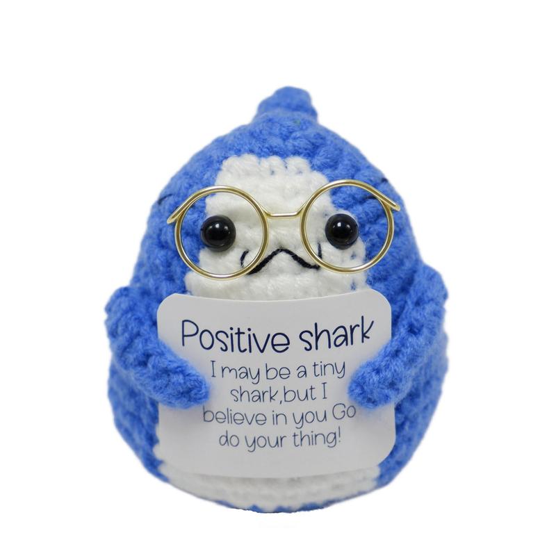 Cute Crochet Shark, 1 Count Handmade Crochet Shark with Emotional Support Card, Unique Gift for Shark Lovers, DIY Handmade Crochet Supplies for Beginners Adults, Fidget Toys, Toys for Kids, Christmas Gift