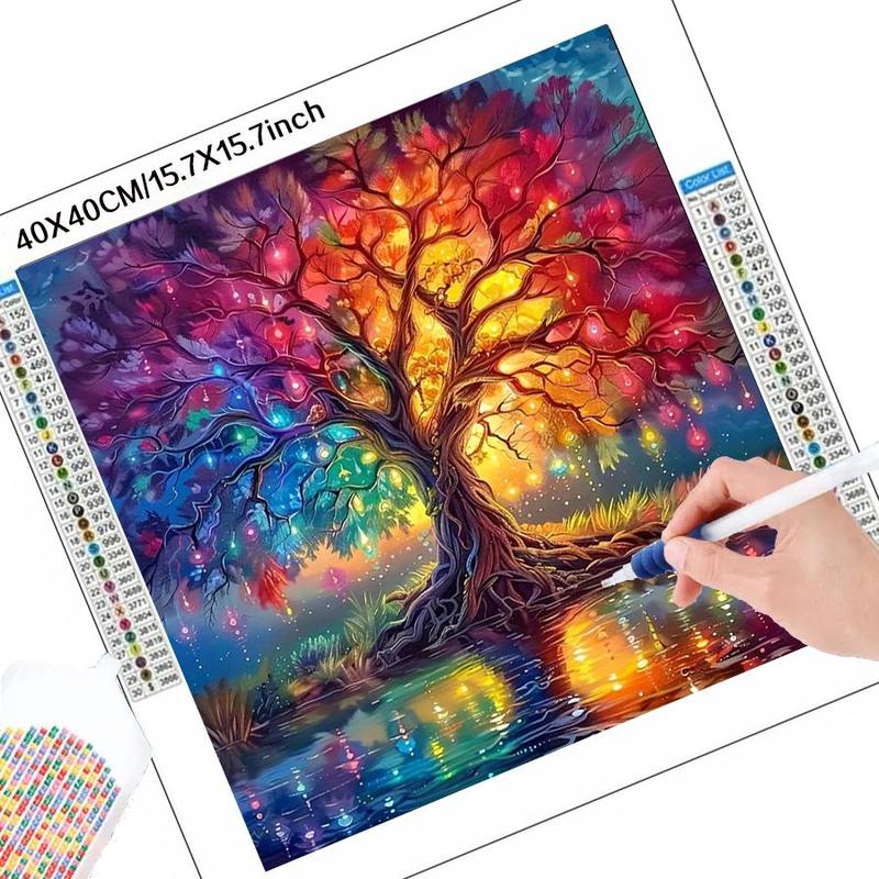 Tree Pattern Diamond Arts Colorful Painting Kit without Frame, DIY 5D Diamond Arts Crafts Kit, Wall Art Decoration for Living Room Bedroom, Christmas Gift