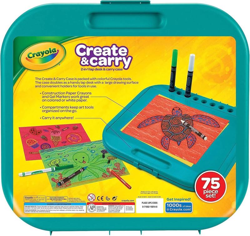 Crayola Create 'N Carry Art Set (75pcs), Art Supplies Kit, Drawing Set for Kids, Arts & Crafts Supplies, Holiday Gift for Kids, 5+