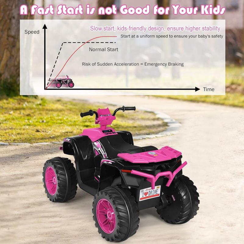 [AffiliateLive] COSTZON 6V Ride-On ATV, Battery Powered Electric ATV Car w  Wide Seat, Lights, 4 Wheels Quad Car