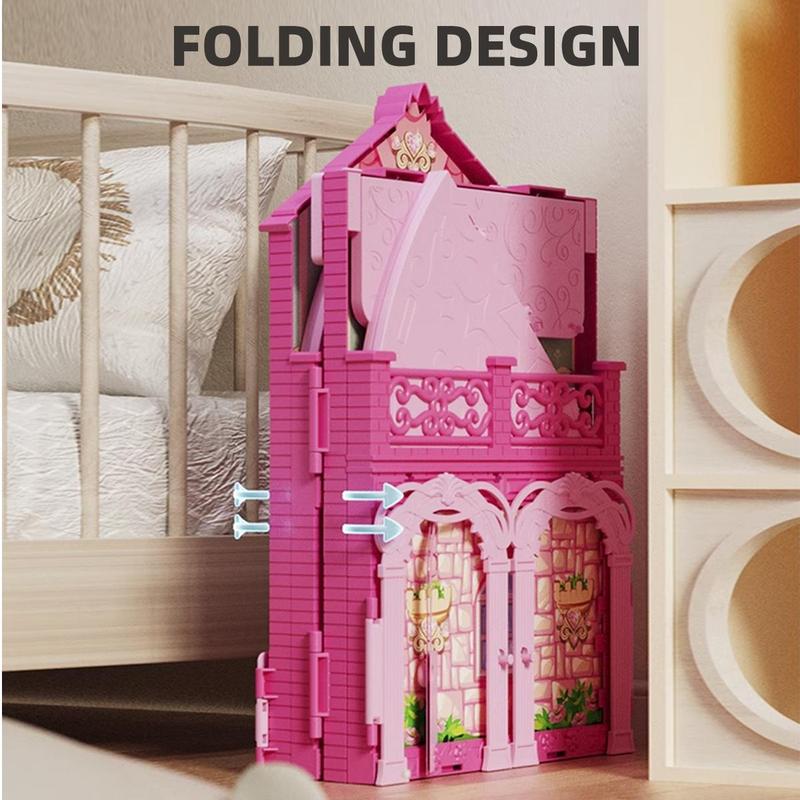 DIY Doll House Toy with Light, 1 Box Doll House Toy with Doll & Pet & Furniture Accessories, Model Building Kit, Birthday Gift