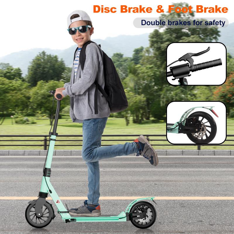 Aolorozo Scooter for kids, teens, and adults ages 6 and up. Maximum weight capacity 240 lbs. Foldable, lightweight, large 8-inch wheels for kids, teens, and adults, 4-level adjustable. abec-7 bearings, great for christmas gifts, new year's gifts!