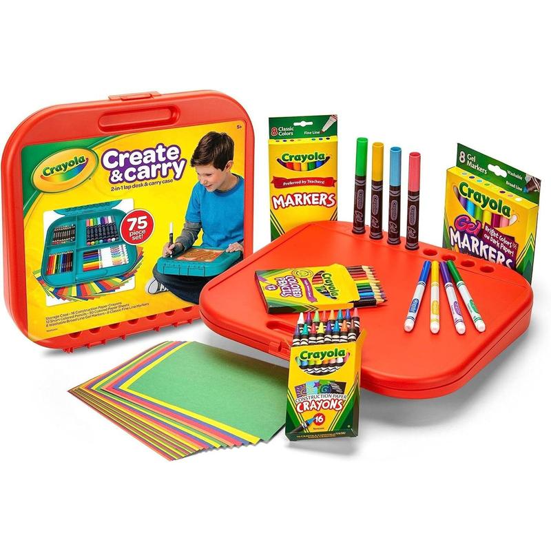 Crayola Create 'N Carry Art Set (75pcs), Art Supplies Kit, Drawing Set for Kids, Arts & Crafts Supplies, Holiday Gift for Kids, 5+