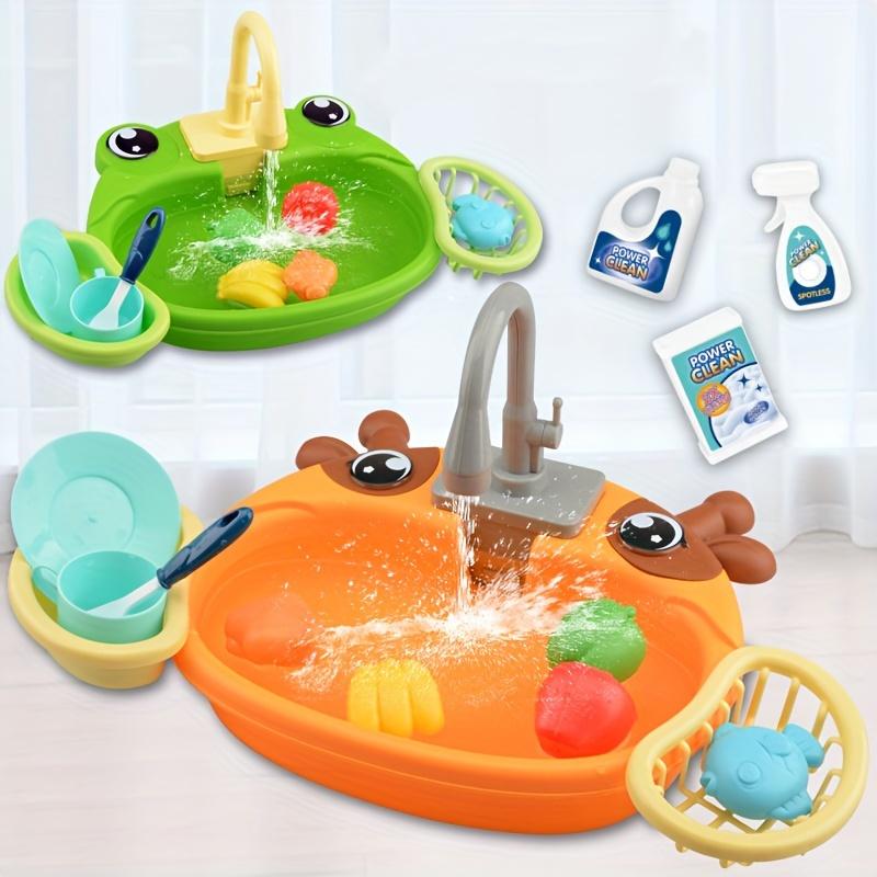 Play House Cartoon Simulation Kitchen Dishwashing Table Electric Faucet Cycle Out Water Parent-child Interaction Children's Educational Toys, Pet Owners