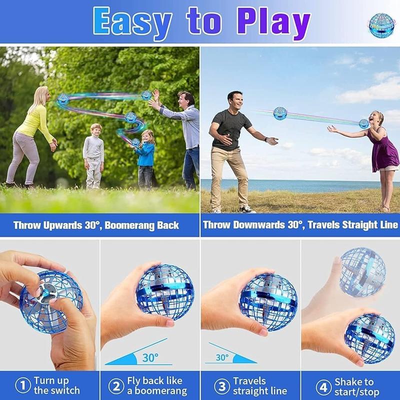 Flying Orb Ball Toy - Cosmic Globe Boomerang Hover Ball for Kids and Adults - Blue - juguete