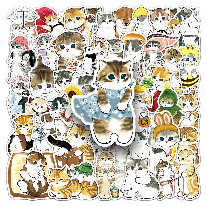 Cartoon Cat Pattern Sticker, 50pcs Cute Multi-purpose Sticker for DIY Craft, Decoration, Hand Account