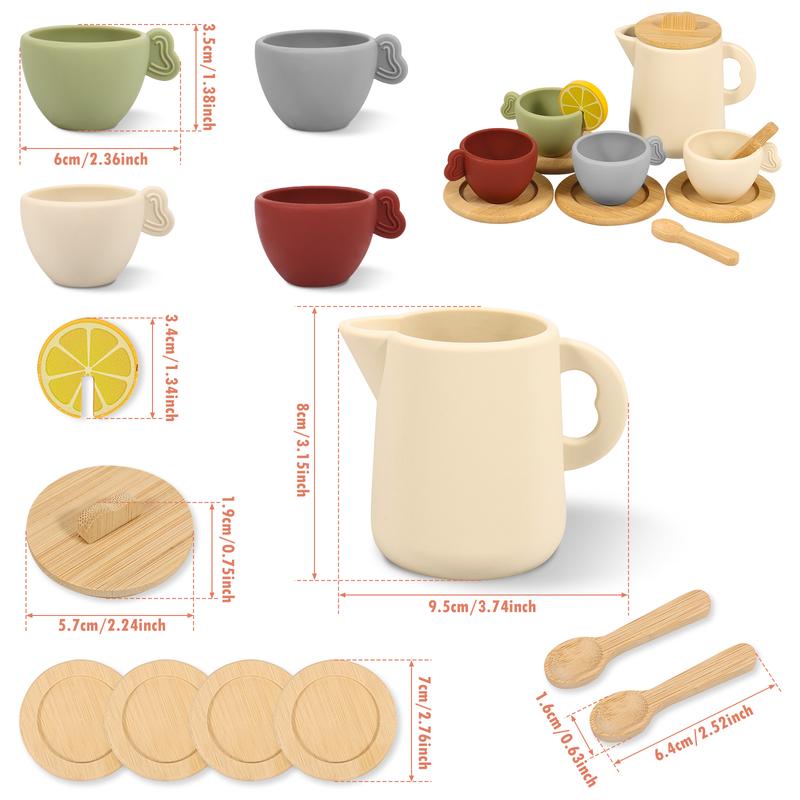 Halloween Gifts 13-Count Simulation Tea Set,Silicone Tea Kit Creative Ornaments Interactive Simulation Tea Set Props Gifts for Kids Girls Birthday Gifts