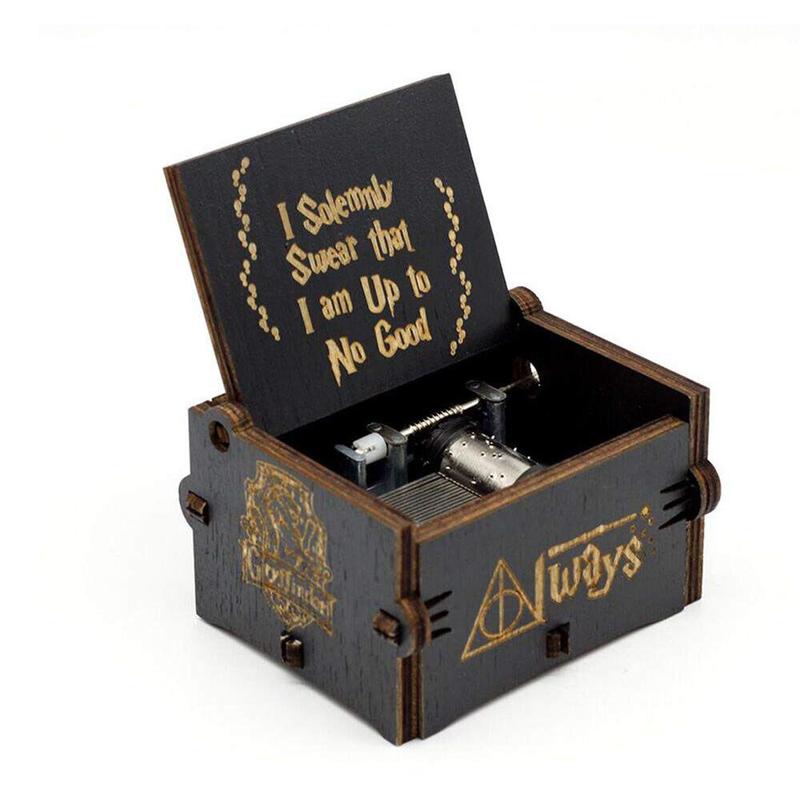 Harry Potter Music Box Engraved Hand Cranked Wooden Music Box