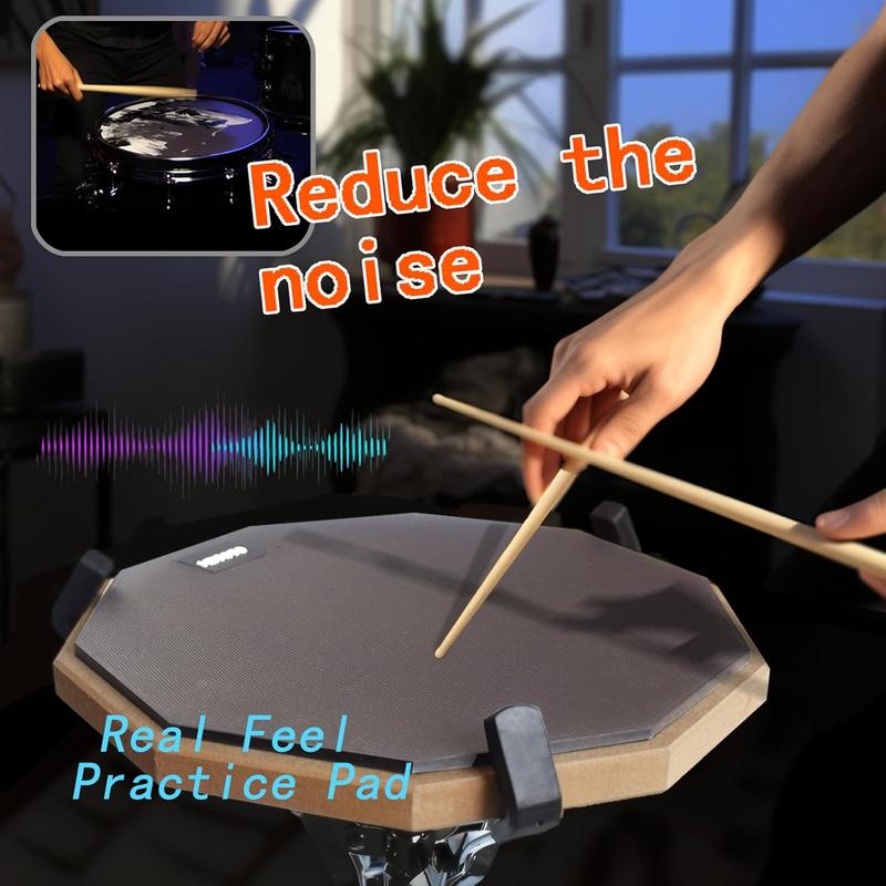 Snare Drum Practice Pad Kit with Stand,12-Inch Double-Sided Practice Drum Pad Set,Adjustable Height 14.5 to 23 Inches,Snare Drum Stand with Drum Pad and Sticks