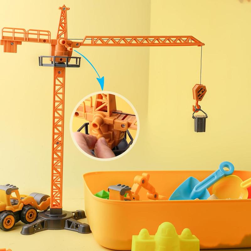 3 otters 32PCS Play Sand Construction Set, 2.2lbs Magnetic Sand, 4 Alloy Construction Vehicle Toys, 12 Sand Molds, 11 Construction Worker Models and Road Signs, 1 Storage Box, Toys for Kids Age 3-8