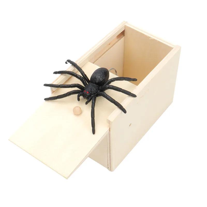 1pcs prank spider funny scary box wooden fun game