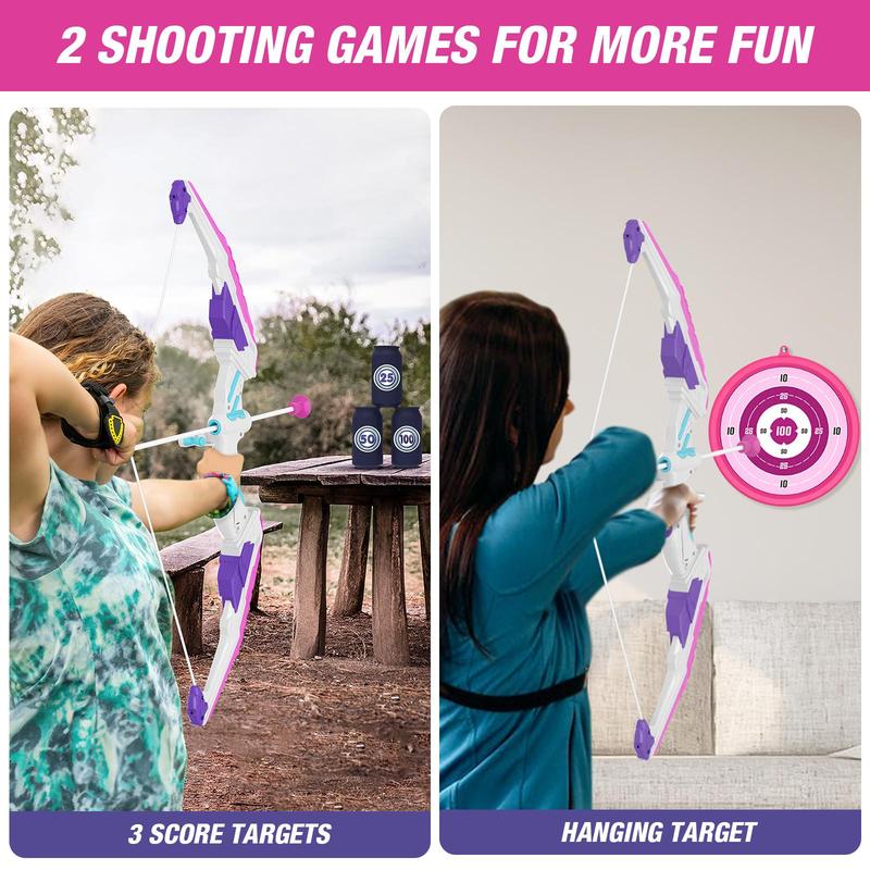 LED Lighting Shooting Toy, 1 Set Indoor Outdoor Hunting Toy, Bow and Arrow Toy for Boys & Girls, Birthday Gift for Kids