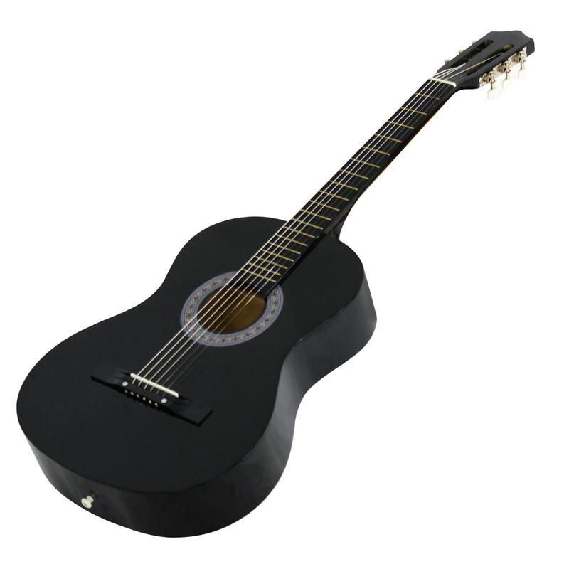 ZENY 38-in Kids Beginner Acoustic Guitar Starter Kit 6 Strings W Case, Strap, Tuner, Pick - Black