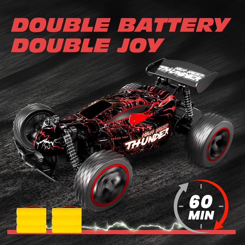 RC Cars Remote Control Car for Boys Girls And Adults, 1:18 Scale RC Car with LED Lights, 2.4GHz 2WD All Terrain RC Car with 2 Rechargeable Batteries for 60 Min Play, Gifts for Kids ,Educational Gift Set, Game,Easter Basket,Spring Toys Ideas