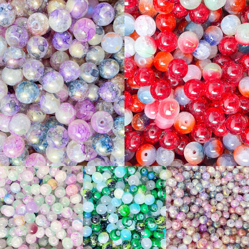 [BL-1 series]Glass Beads, Round Smooth Loose Beads for Jewelry Making Craft DIY