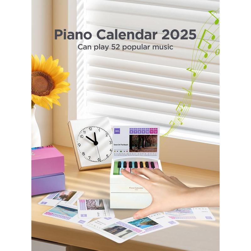 Piano Calendar 2025 with Music Lyrics Mini Piano with 52 Sheet Music in 28 Cards for Fans, Family and Friends Advent Calendar