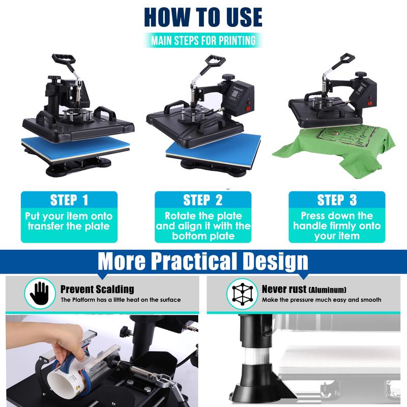 AKEYDIY Heat Press Machine for t Shirts 360-Degree Swing Away Heat Press Digital Combo 12