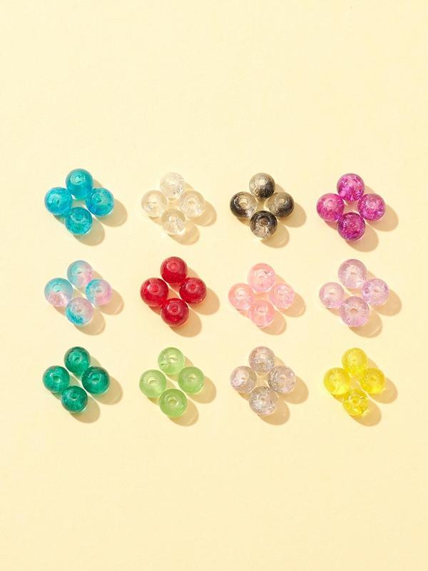 840pcs box 12 Colors Fashionable 4mm DIY Bead For Women For DIY Jewelry Making, Spray Painted Crackle Glass Beads, Strands Round Mixed Color Minimalist DIY Bead