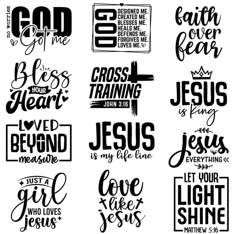 Jesus Letter Design Heat Transfer Sticker, DIY Heat Transfer Sticker, Heat Press Sticker for Clothes, DIY Clothing Decoration