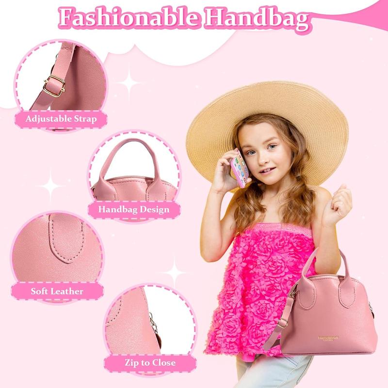 Christmas Gift Play Purse for Little Girls, 31 Pcs Kids Toy Purse, Pretend Play Purse Set with Handbag, Makeup Kit, Wallet, Sunglasses, Phone, Car Keys and Credit Cards for 3-6 Year Old Girls Birthday Gift