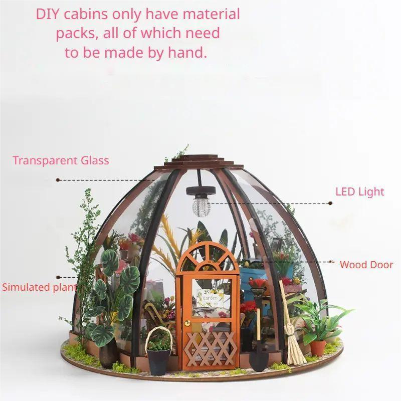 DIY Miniature Minihouse Kit, 1 Box Wooden DIY Craft House Kit With Small Furniture, LED 3D House Puzzle Model, DIY Home Decoration, Stocking Fillers Gift