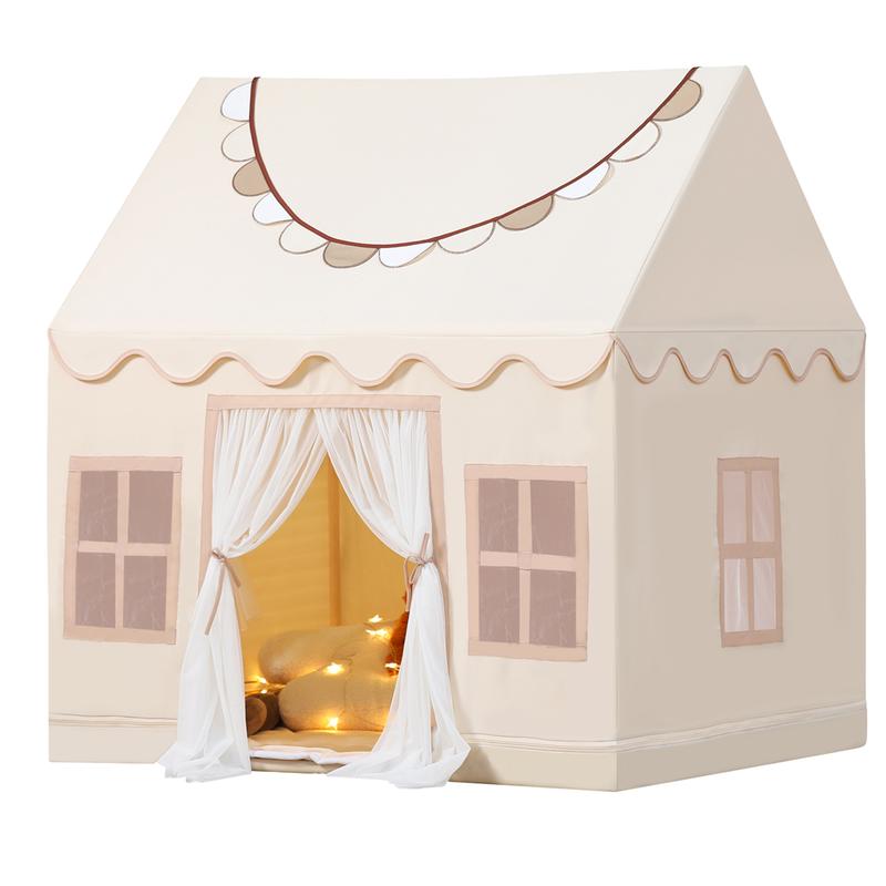 Kids Play Tent House - Includes Mat, Star Lights, and Banners, Fun indoor, Perfect Toy House for Boys & Girls, Ideal Birthday Gift and Playroom Decor fun indoor