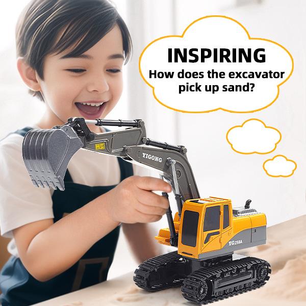 RC Excavator Remote Control Excavator Toy for Boys Full Function Construction Vehicles Toys with Shovel for Outdoor Play Sandbox Digger Toys Gifts for you white city simulation rc power