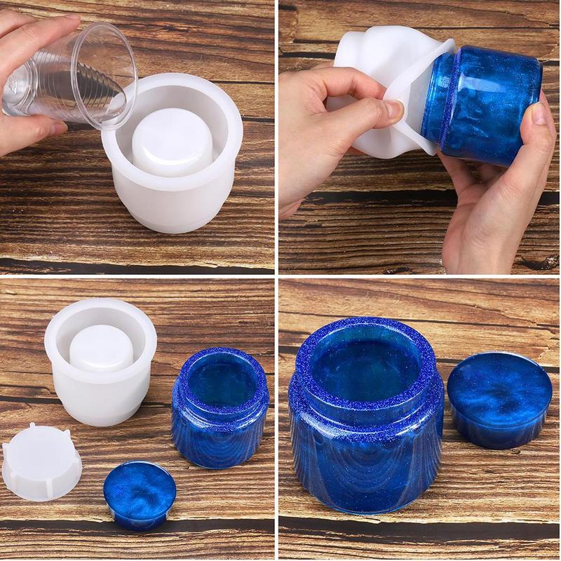 Silicone DIY Storage Jar Making Mold, DIY Storage Jar Mold for Home Decor, Candy Jewelry Storage, Candle Jar Making