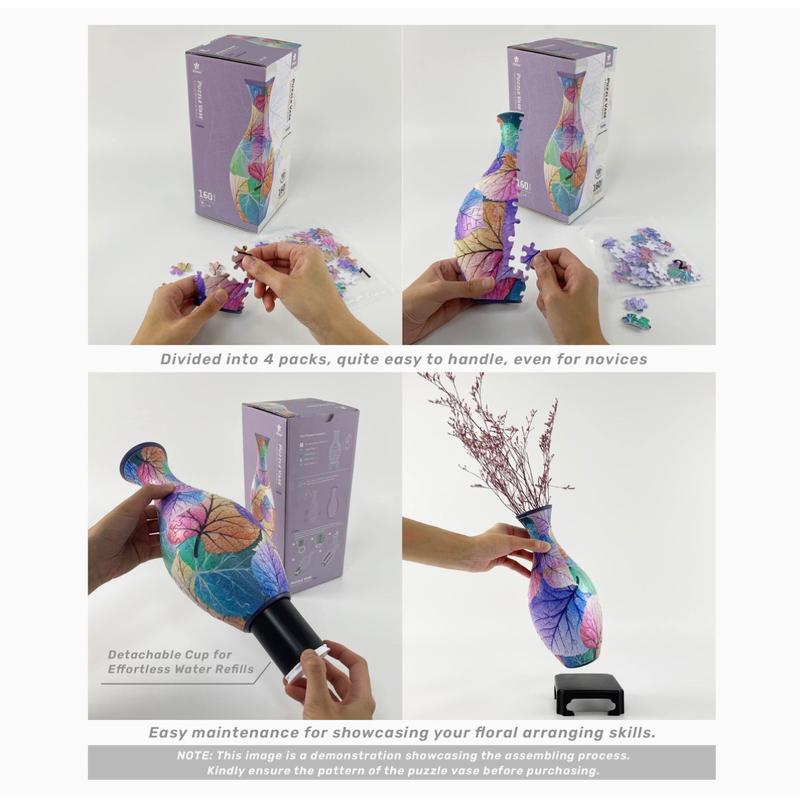 3D Puzzle Vase Unique Flower Vase Made by 160 Curved Plastic Puzzle Pieces House Warming Gift for Flower Arrangements and Home Decoration