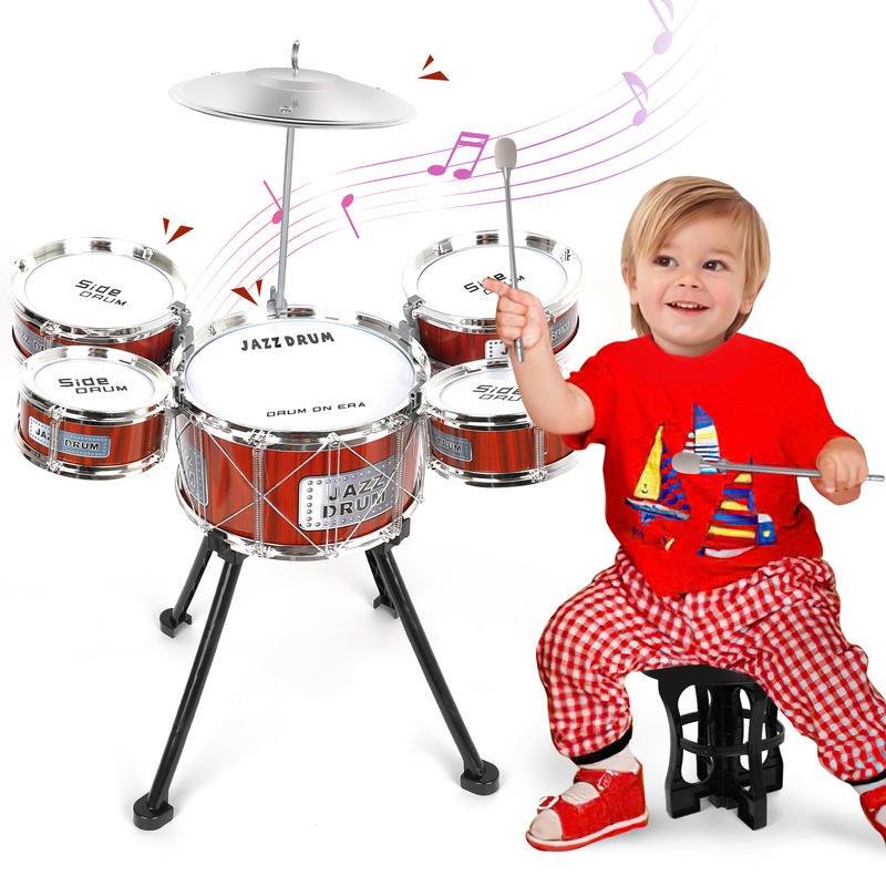 M SANMERSEN  Drum Set Jazz Drum Kit 8 Piece for Toddler Educational Percussion Musical Instruments Drum Toy Playset Xmas Gift for Boys Girls