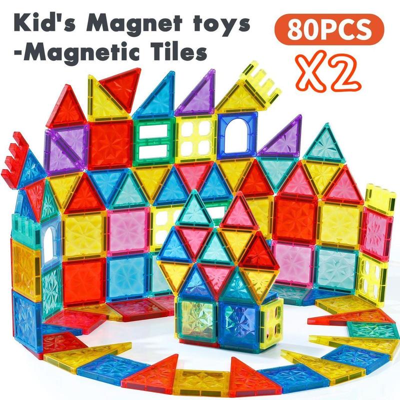 Crystal Magnetic Tiles for Kids - STEM Educational Magnet Building Blocks Set, 4D Diamond Cut Design