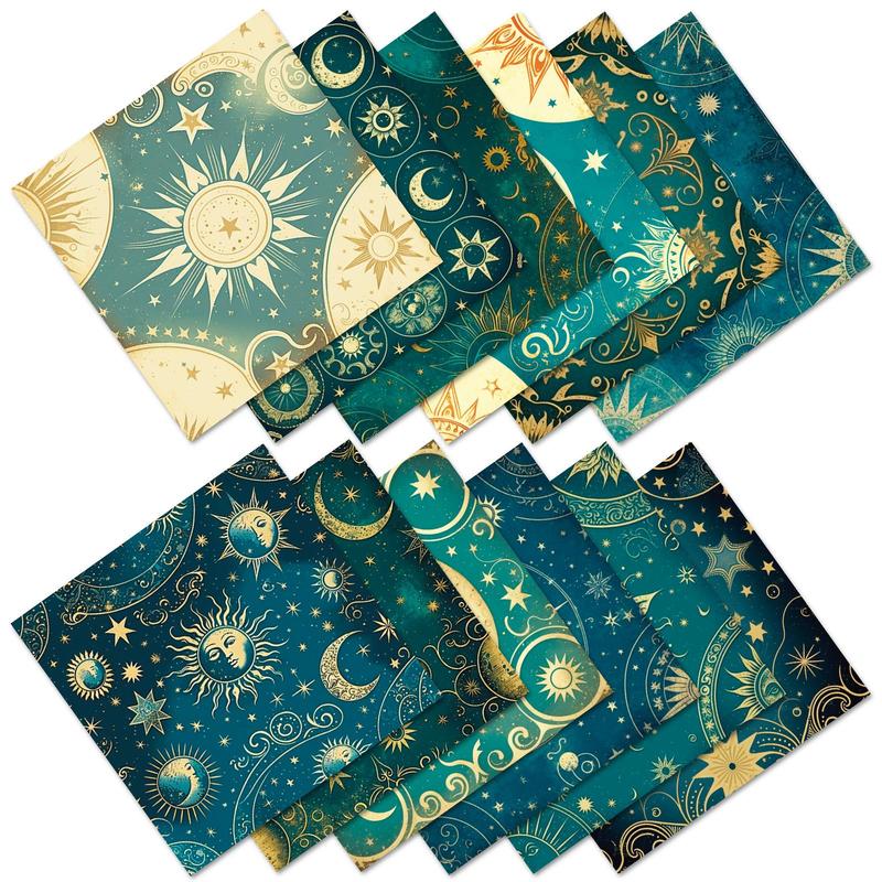 Starry Sky Pattern Diy Material Paper, 12pcs pack Scrapbooking & Journal Making Material Paper, Diy Decorative Supplies for Home & Office