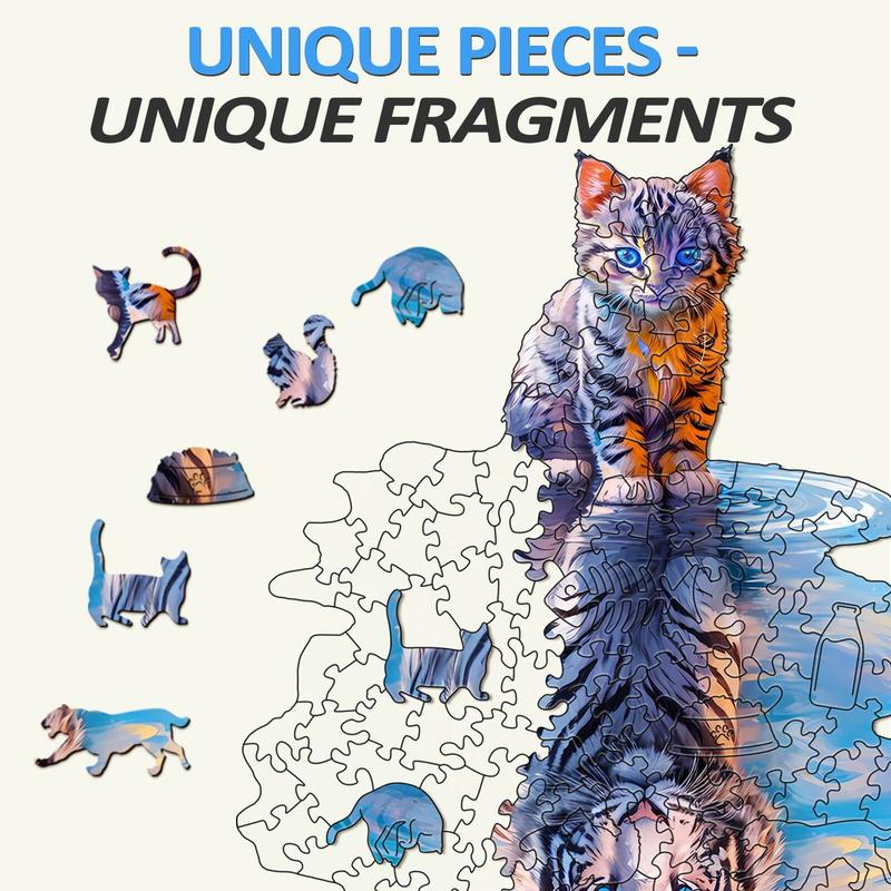 Wooden Cat Tiger Jigsaw Puzzle - Educational Toy for Kids and Adults