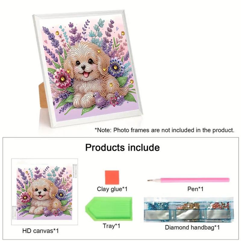 Cute Dog Pattern DIY Diamond Arts Colorful Painting Kit without Frame, DIY 5D Diamond Arts Colorful Painting for Home Wall Decor